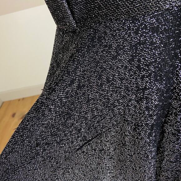 Vintage 60s 70s Metallic Lurex Skater Mini Dress Disco Cutout Sleeves XSmall XS - Picture 9 of 11